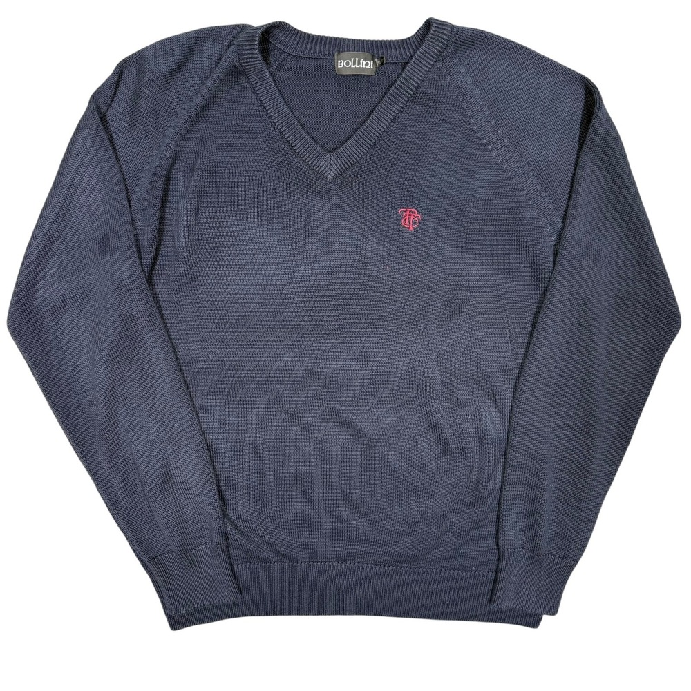 Bollini Toronto Golf Club Knit Sweater Navy Blue V-Neck XXL